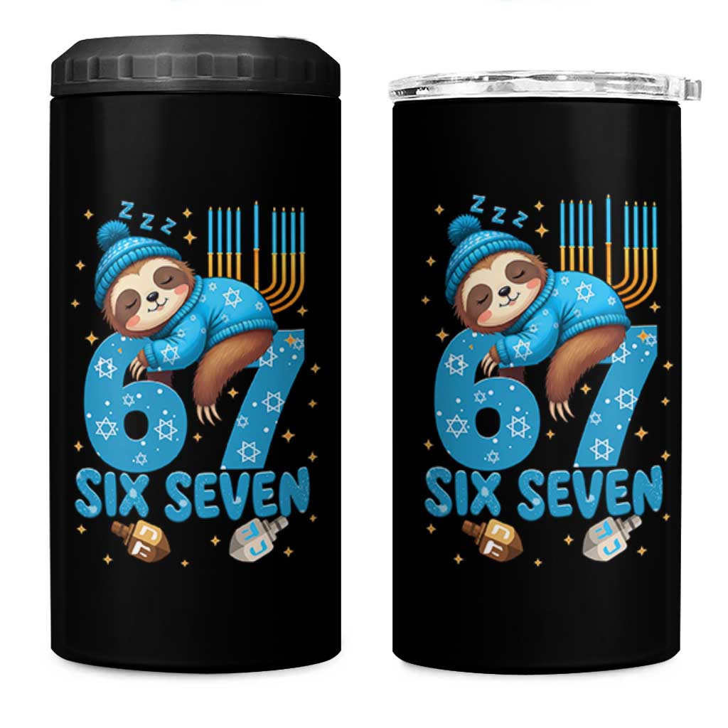 67 Six Seven Meme 4 in 1 Can Cooler Tumbler Funny Hanukkah Sloth - Wonder Print Shop