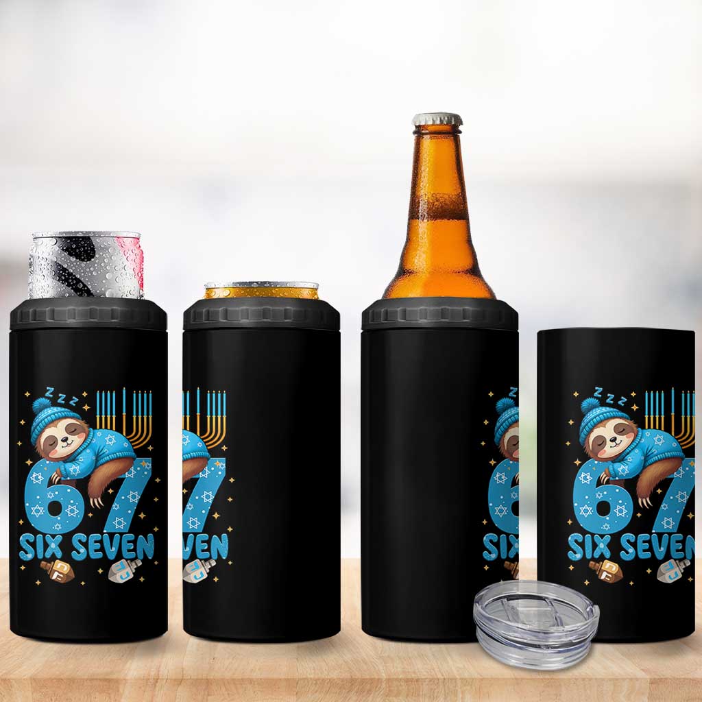 67 Six Seven Meme 4 in 1 Can Cooler Tumbler Funny Hanukkah Sloth - Wonder Print Shop