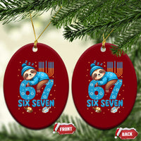 67 Six Seven Meme Ceramic Ornament Funny Hanukkah Sloth - Wonder Print Shop
