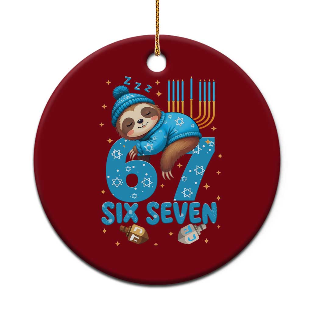 67 Six Seven Meme Ceramic Ornament Funny Hanukkah Sloth - Wonder Print Shop
