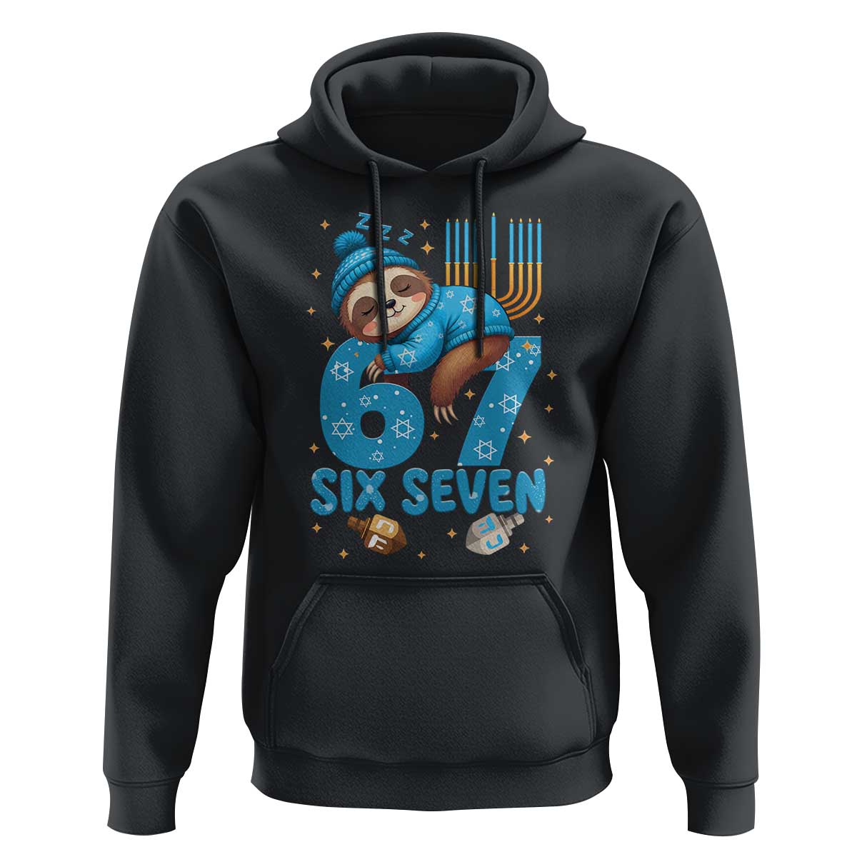 67 Six Seven Meme Hoodie Funny Hanukkah Sloth - Wonder Print Shop