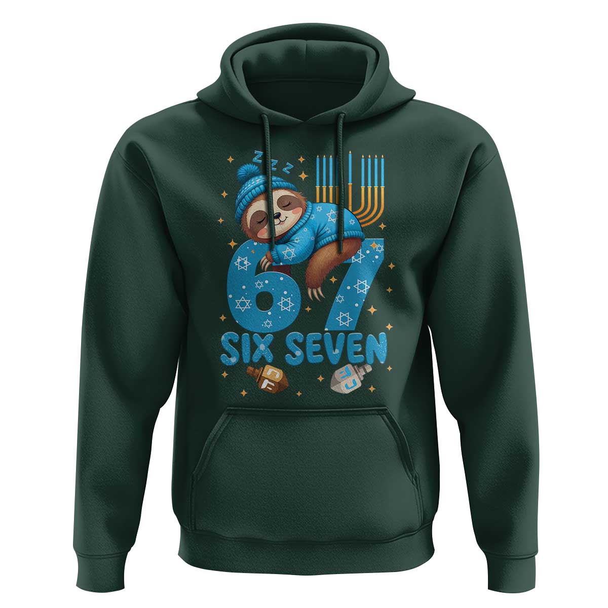 67 Six Seven Meme Hoodie Funny Hanukkah Sloth - Wonder Print Shop