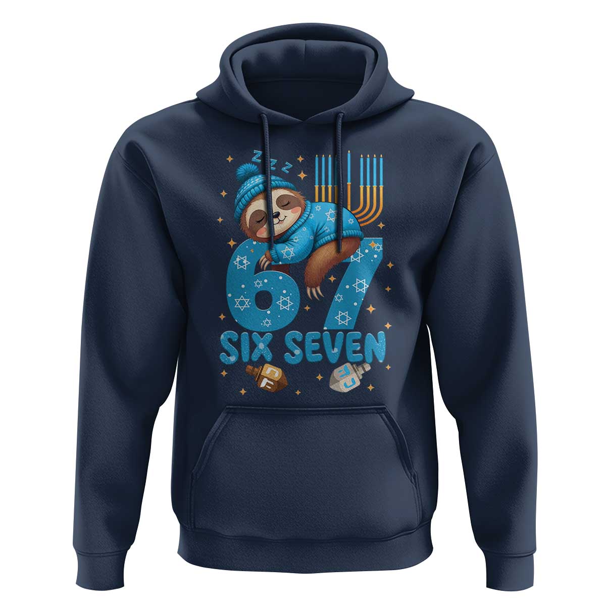 67 Six Seven Meme Hoodie Funny Hanukkah Sloth - Wonder Print Shop