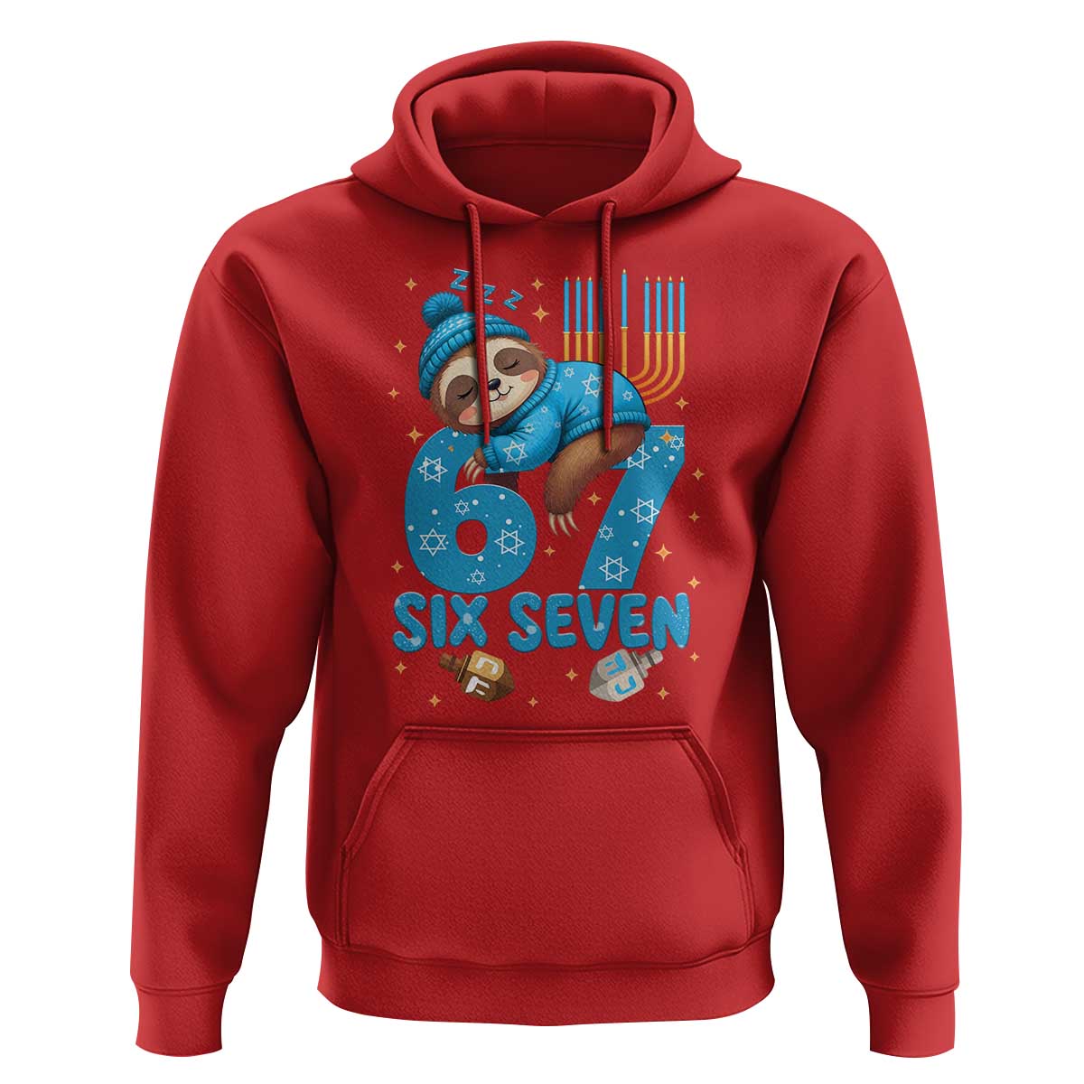 67 Six Seven Meme Hoodie Funny Hanukkah Sloth - Wonder Print Shop