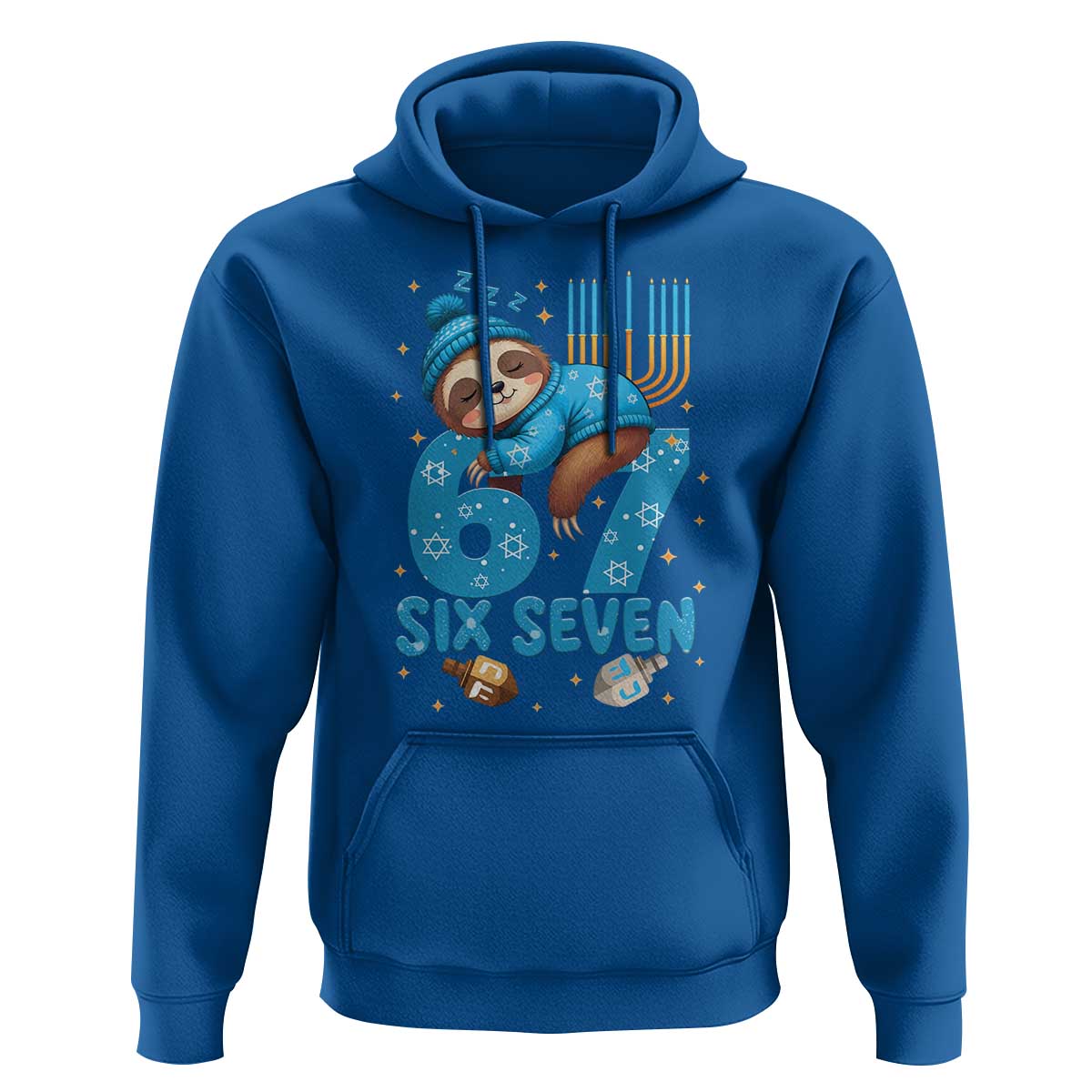 67 Six Seven Meme Hoodie Funny Hanukkah Sloth - Wonder Print Shop