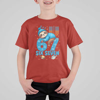 67 Six Seven Meme T Shirt For Kid Funny Hanukkah Sloth - Wonder Print Shop