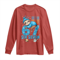 67 Six Seven Meme Long Sleeve Shirt Funny Hanukkah Sloth - Wonder Print Shop