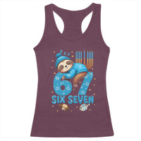 67 Six Seven Meme Racerback Tank Top Funny Hanukkah Sloth - Wonder Print Shop