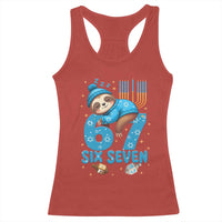 67 Six Seven Meme Racerback Tank Top Funny Hanukkah Sloth - Wonder Print Shop