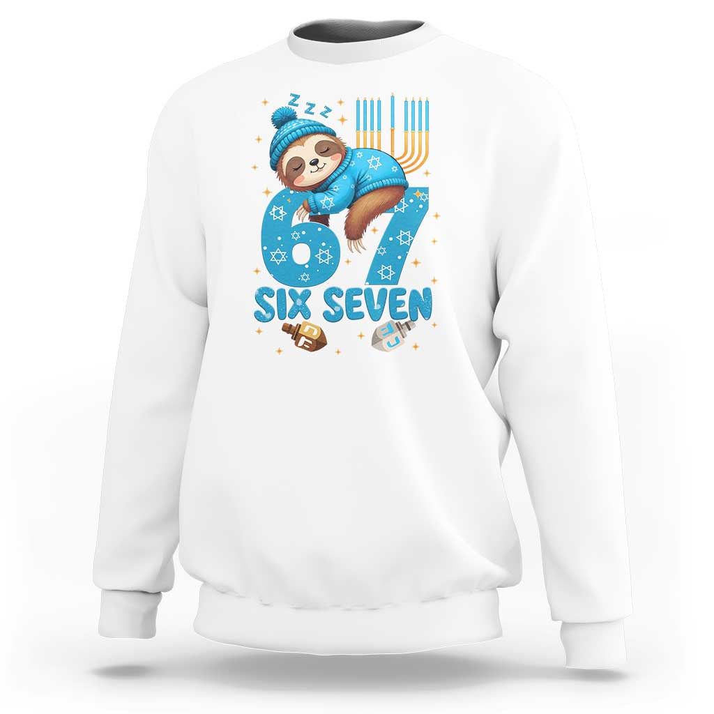67 Six Seven Meme Sweatshirt Funny Hanukkah Sloth - Wonder Print Shop