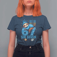67 Six Seven Meme T Shirt For Women Funny Hanukkah Sloth - Wonder Print Shop
