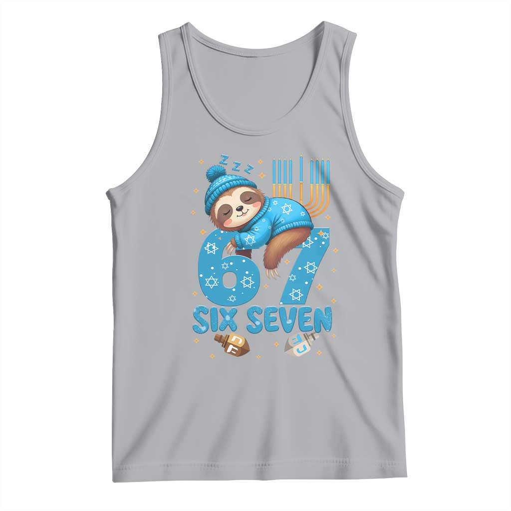 67 Six Seven Meme Tank Top Funny Hanukkah Sloth - Wonder Print Shop