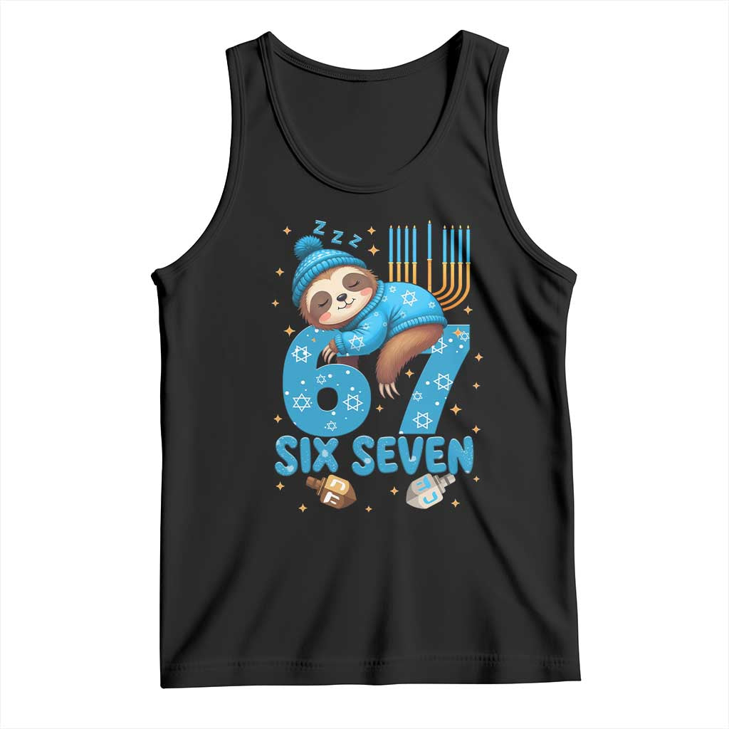 67 Six Seven Meme Tank Top Funny Hanukkah Sloth - Wonder Print Shop