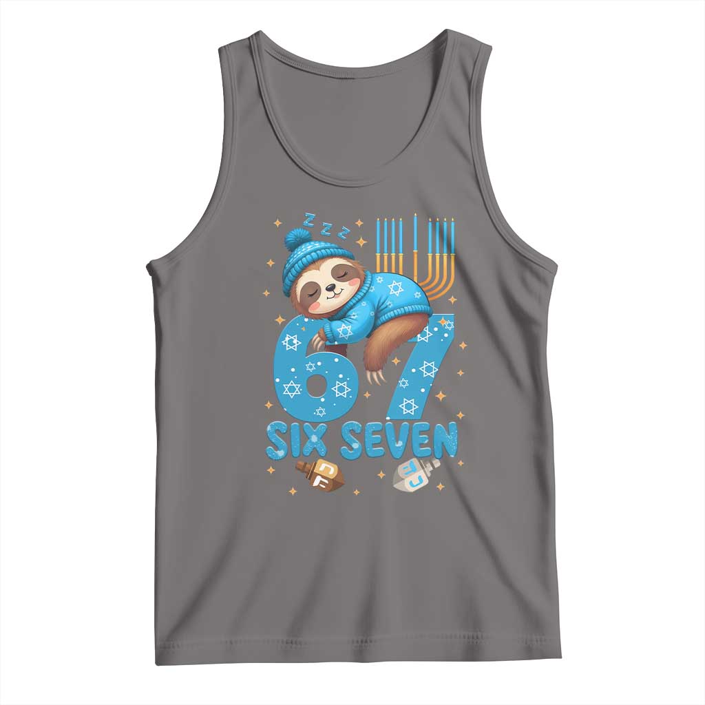 67 Six Seven Meme Tank Top Funny Hanukkah Sloth - Wonder Print Shop