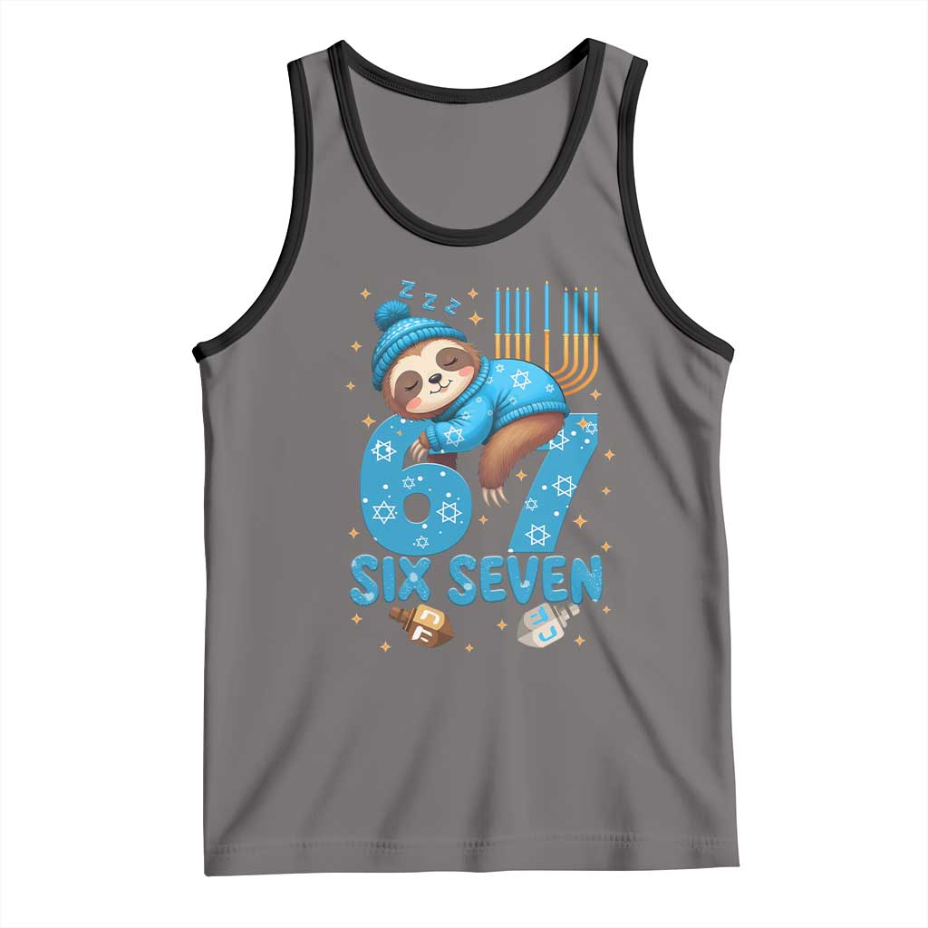 67 Six Seven Meme Tank Top Funny Hanukkah Sloth - Wonder Print Shop