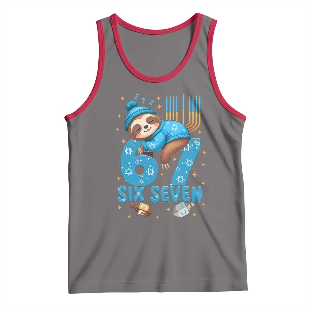 67 Six Seven Meme Tank Top Funny Hanukkah Sloth - Wonder Print Shop