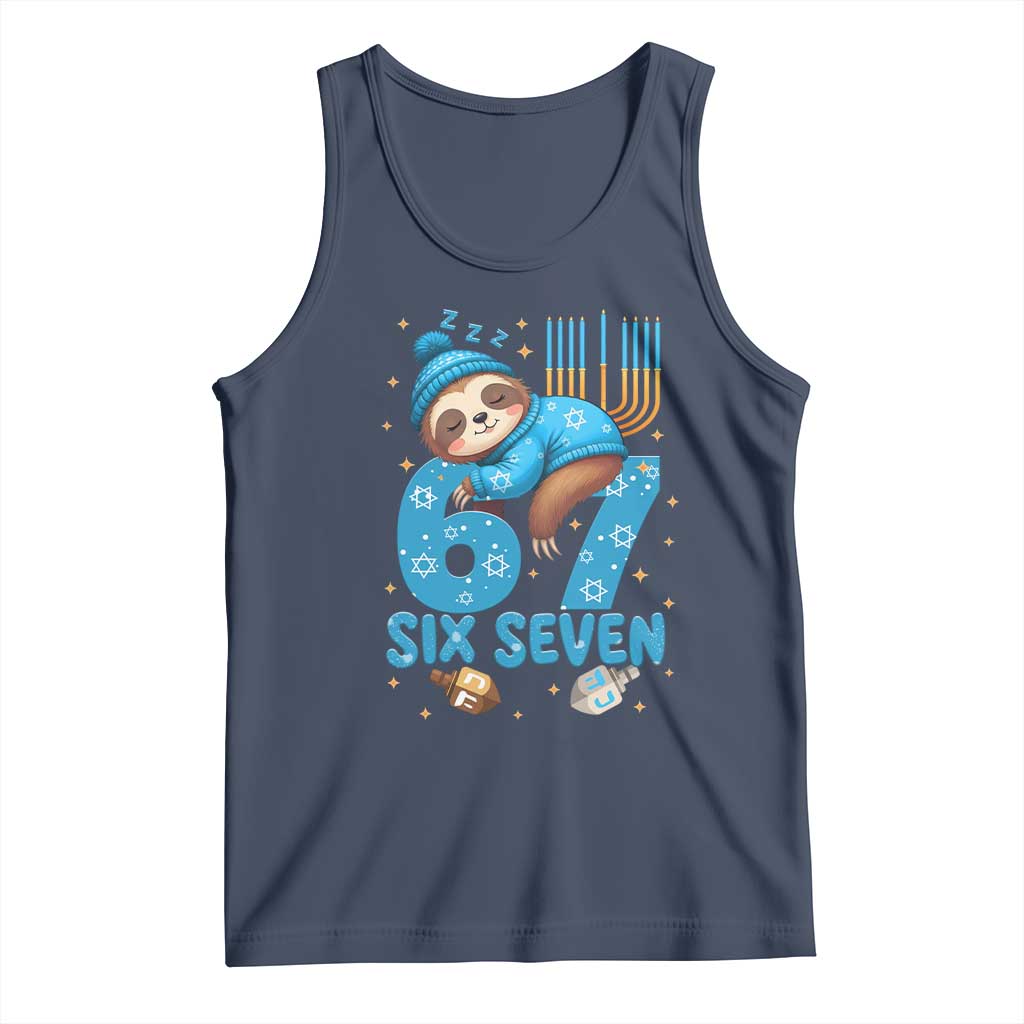 67 Six Seven Meme Tank Top Funny Hanukkah Sloth - Wonder Print Shop