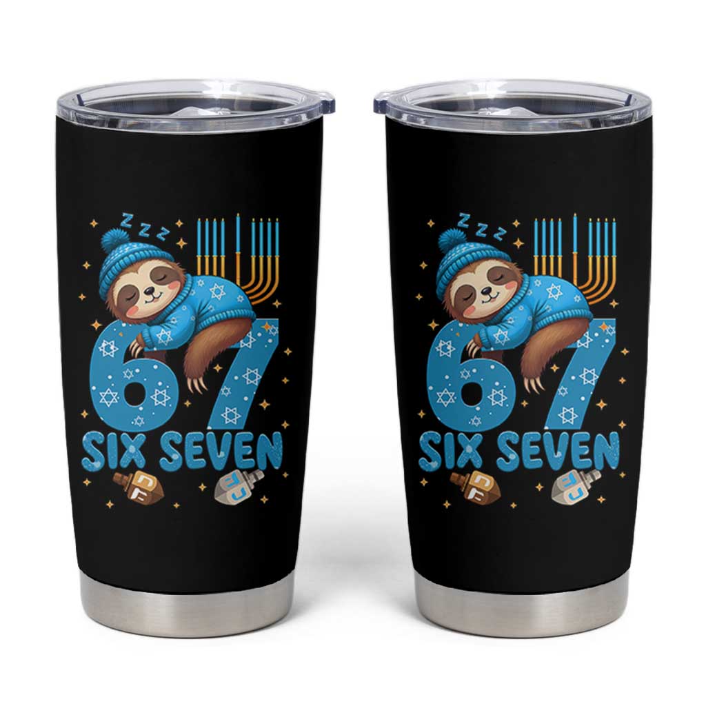 67 Six Seven Meme Tumbler Cup Funny Hanukkah Sloth - Wonder Print Shop