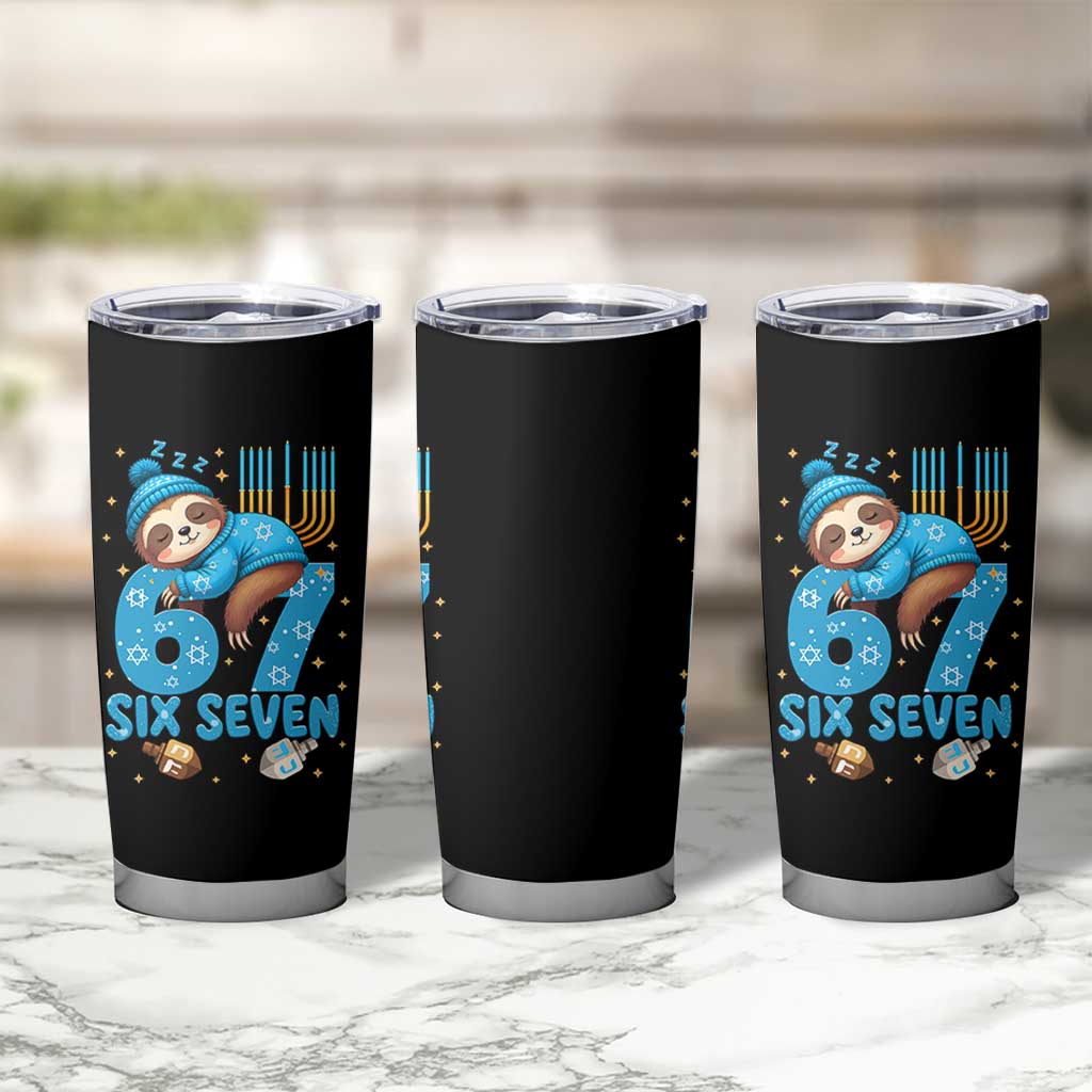 67 Six Seven Meme Tumbler Cup Funny Hanukkah Sloth - Wonder Print Shop