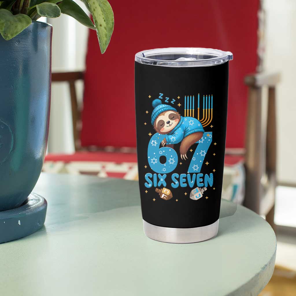 67 Six Seven Meme Tumbler Cup Funny Hanukkah Sloth - Wonder Print Shop