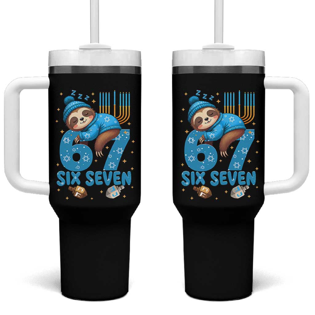 67 Six Seven Meme Tumbler With Handle Funny Hanukkah Sloth - Wonder Print Shop