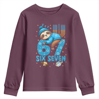 67 Six Seven Meme Youth Sweatshirt Funny Hanukkah Sloth - Wonder Print Shop