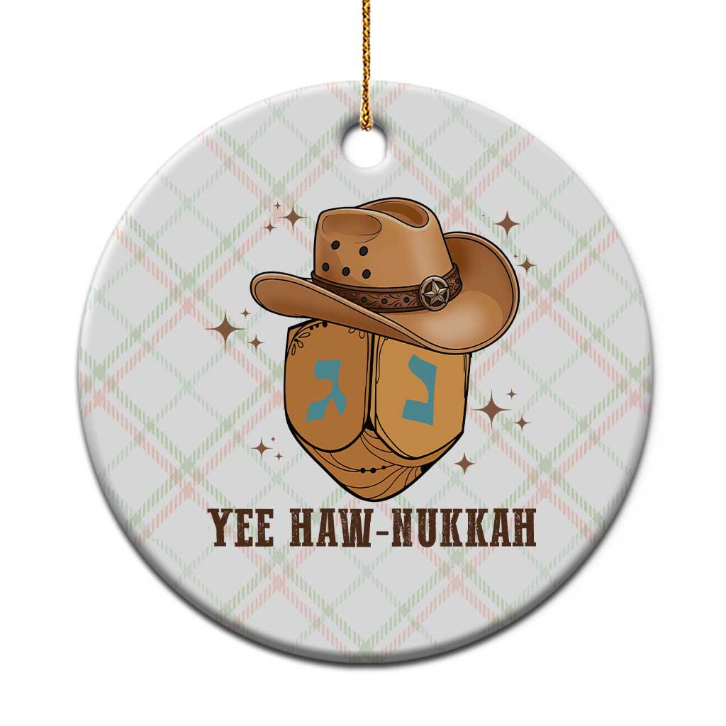 Yee Haw Nukkah Ceramic Ornament Funny Cowboy Hanukkah - Wonder Print Shop