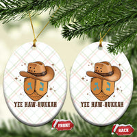 Yee Haw Nukkah Ceramic Ornament Funny Cowboy Hanukkah - Wonder Print Shop