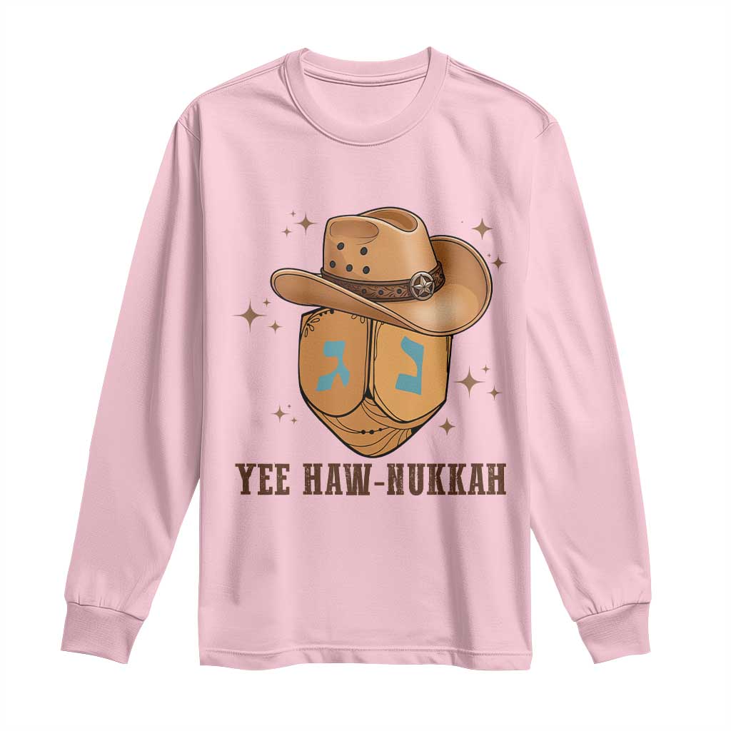 Yee Haw Nukkah Long Sleeve Shirt Funny Cowboy Hanukkah - Wonder Print Shop