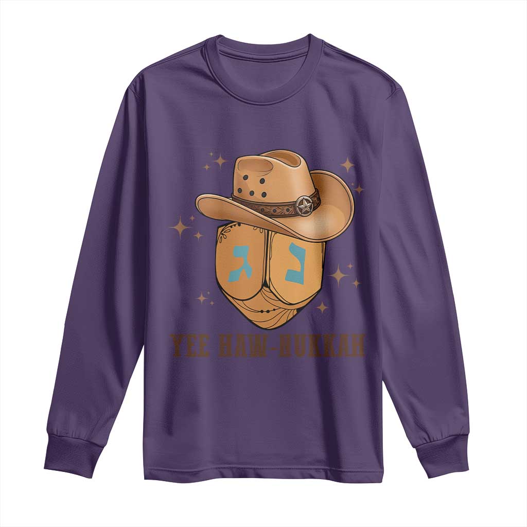 Yee Haw Nukkah Long Sleeve Shirt Funny Cowboy Hanukkah - Wonder Print Shop