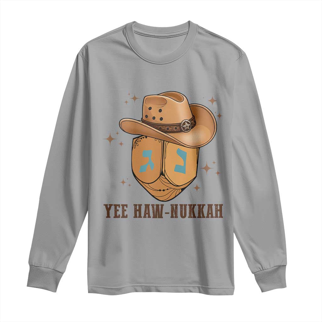 Yee Haw Nukkah Long Sleeve Shirt Funny Cowboy Hanukkah - Wonder Print Shop