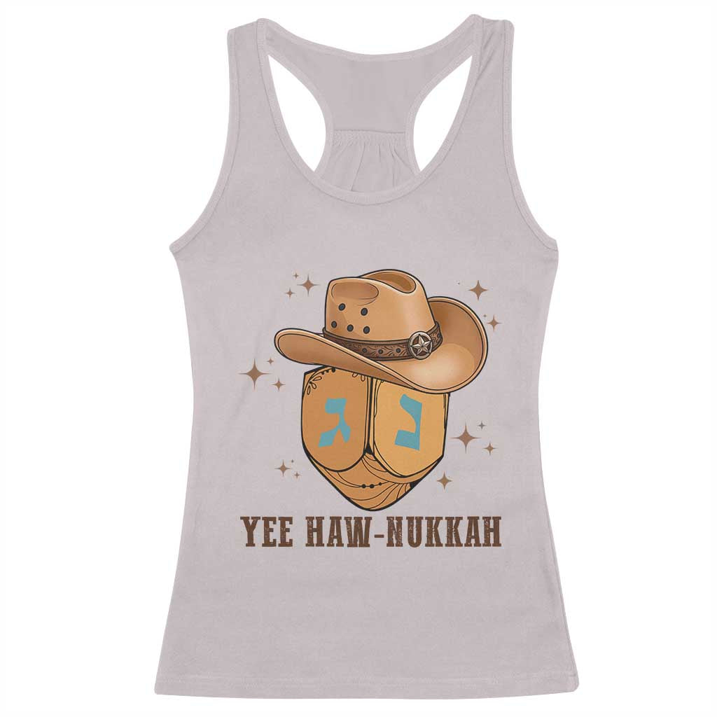 Yee Haw Nukkah Racerback Tank Top Funny Cowboy Hanukkah - Wonder Print Shop