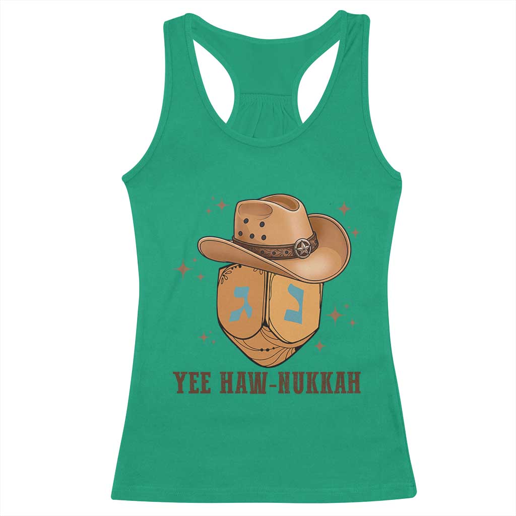 Yee Haw Nukkah Racerback Tank Top Funny Cowboy Hanukkah - Wonder Print Shop