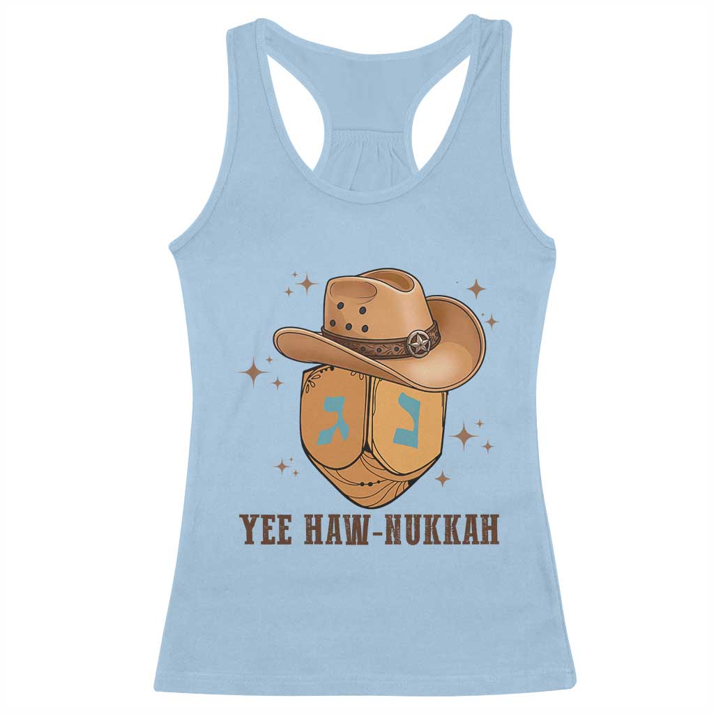 Yee Haw Nukkah Racerback Tank Top Funny Cowboy Hanukkah - Wonder Print Shop
