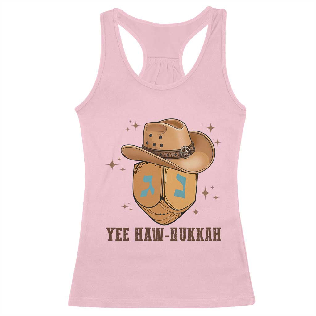 Yee Haw Nukkah Racerback Tank Top Funny Cowboy Hanukkah - Wonder Print Shop
