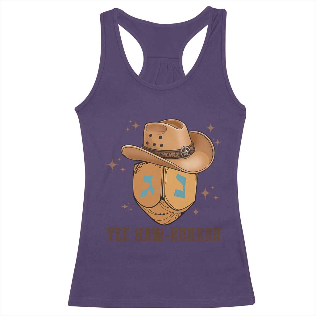 Yee Haw Nukkah Racerback Tank Top Funny Cowboy Hanukkah - Wonder Print Shop