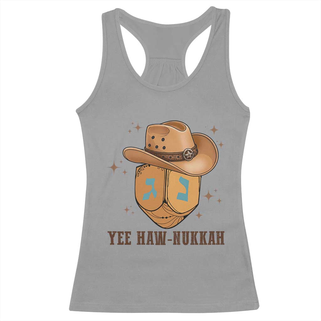 Yee Haw Nukkah Racerback Tank Top Funny Cowboy Hanukkah - Wonder Print Shop