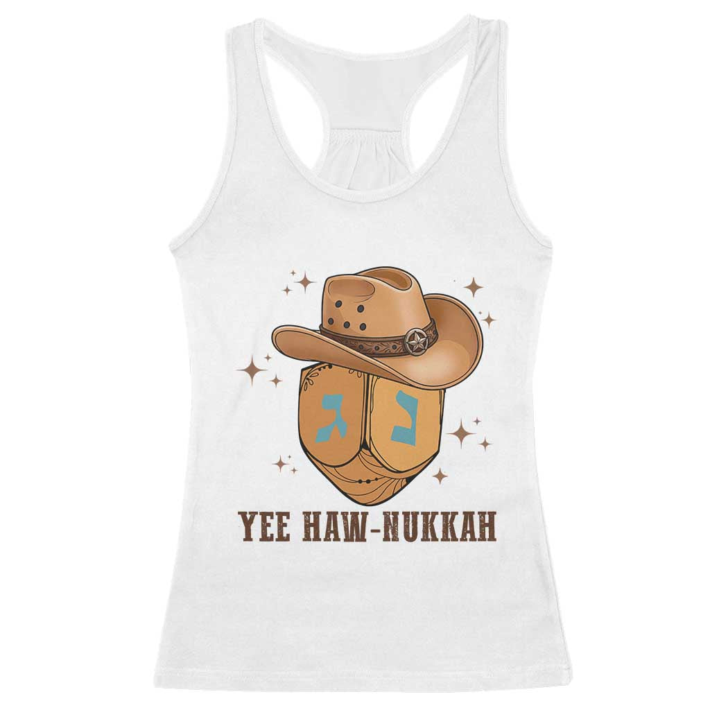 Yee Haw Nukkah Racerback Tank Top Funny Cowboy Hanukkah - Wonder Print Shop