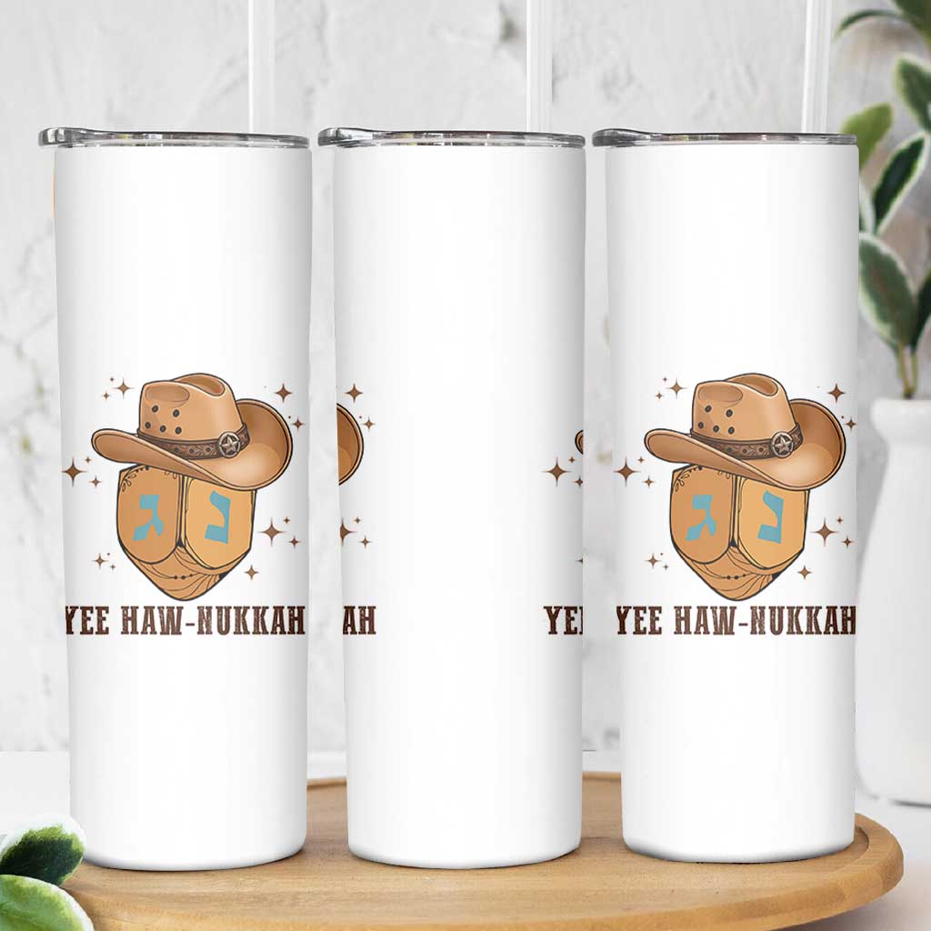 Yee Haw Nukkah Skinny Tumbler Funny Cowboy Hanukkah - Wonder Print Shop