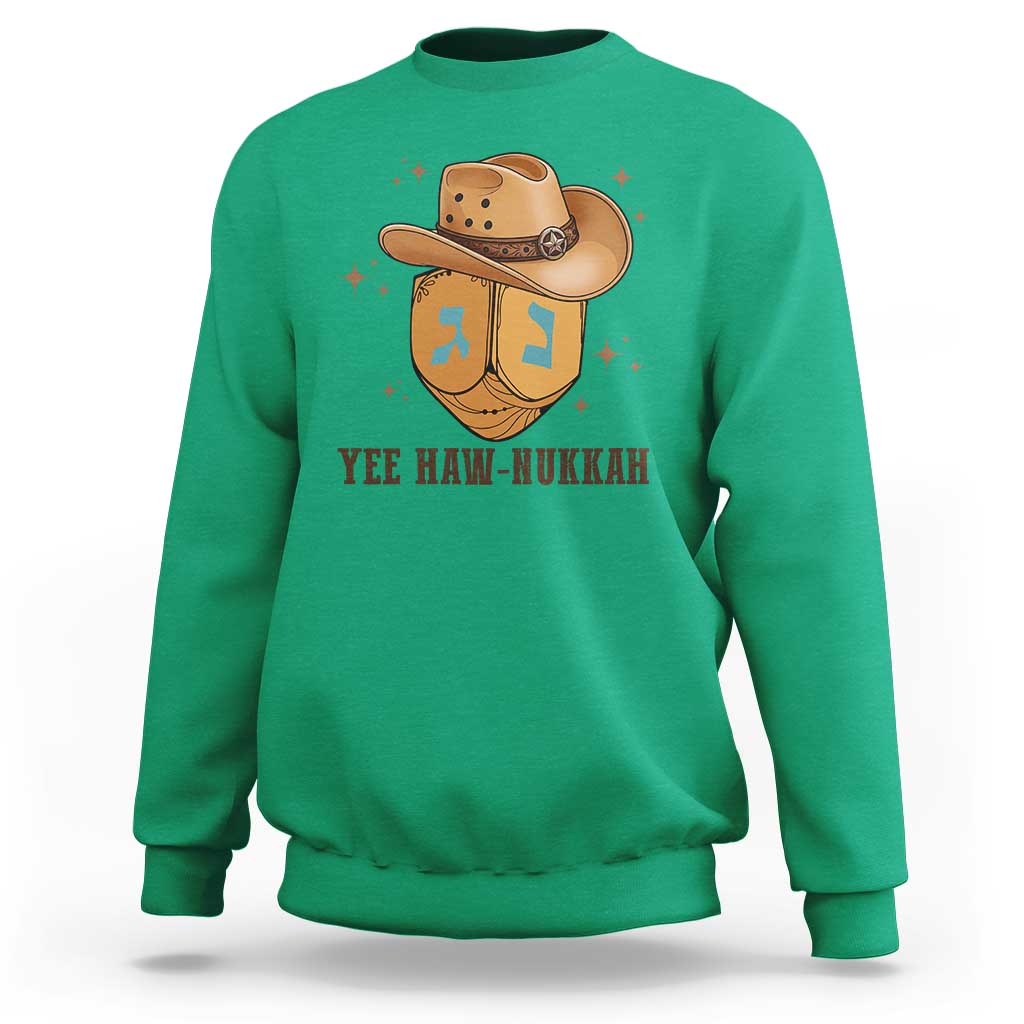 Yee Haw Nukkah Sweatshirt Funny Cowboy Hanukkah - Wonder Print Shop