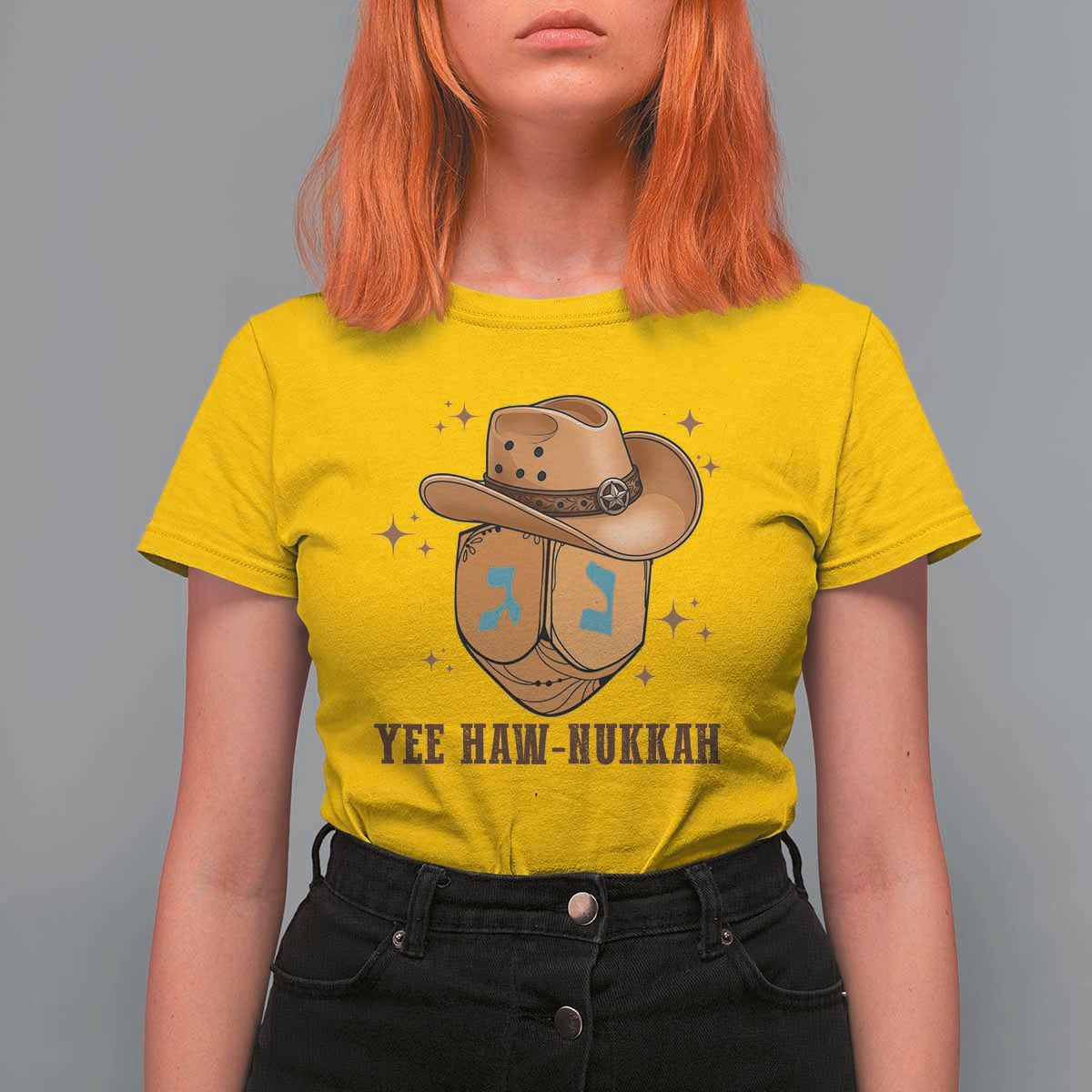 Yee Haw Nukkah T Shirt For Women Funny Cowboy Hanukkah - Wonder Print Shop