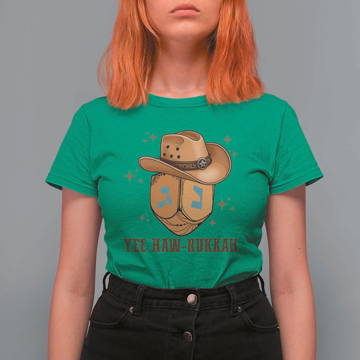 Yee Haw Nukkah T Shirt For Women Funny Cowboy Hanukkah - Wonder Print Shop