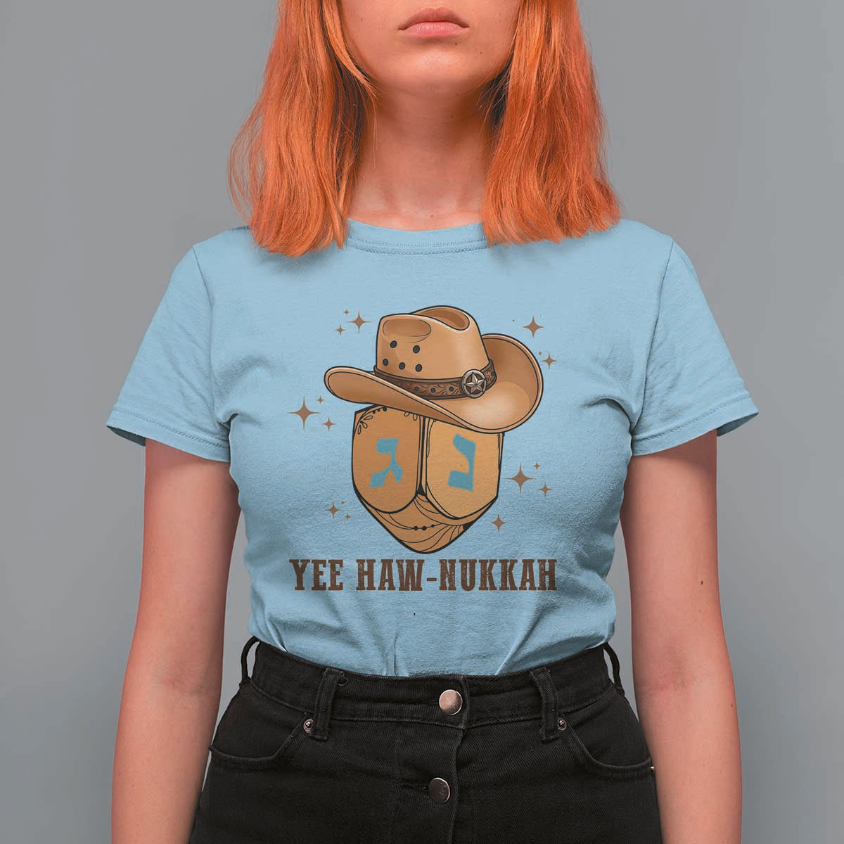 Yee Haw Nukkah T Shirt For Women Funny Cowboy Hanukkah - Wonder Print Shop