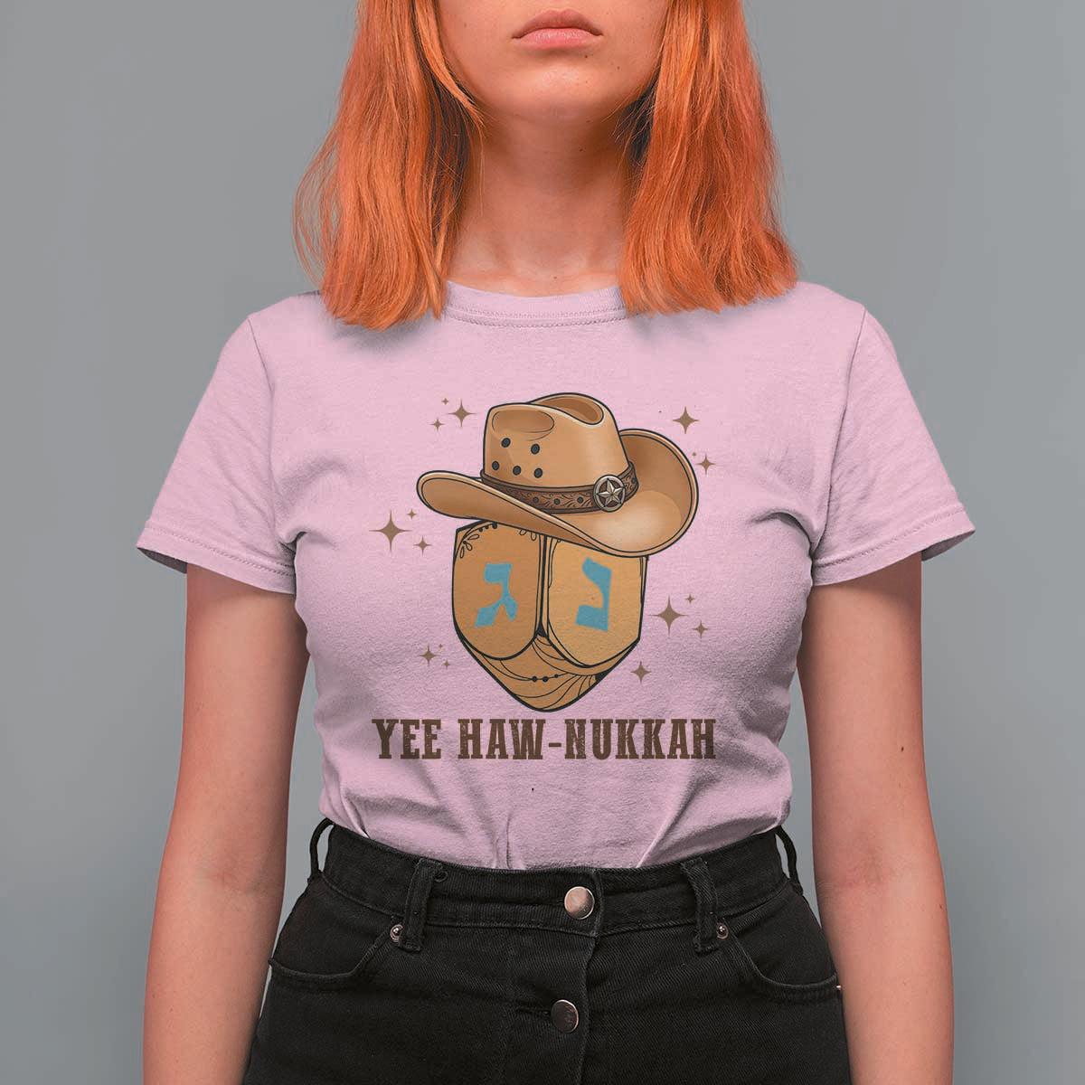 Yee Haw Nukkah T Shirt For Women Funny Cowboy Hanukkah - Wonder Print Shop