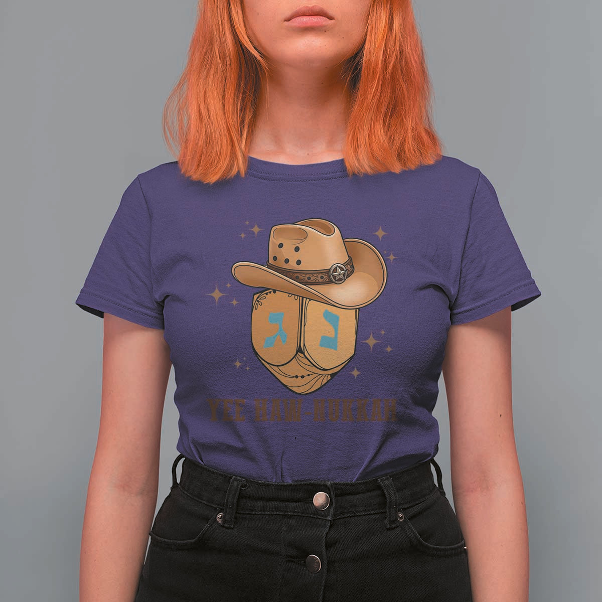 Yee Haw Nukkah T Shirt For Women Funny Cowboy Hanukkah - Wonder Print Shop
