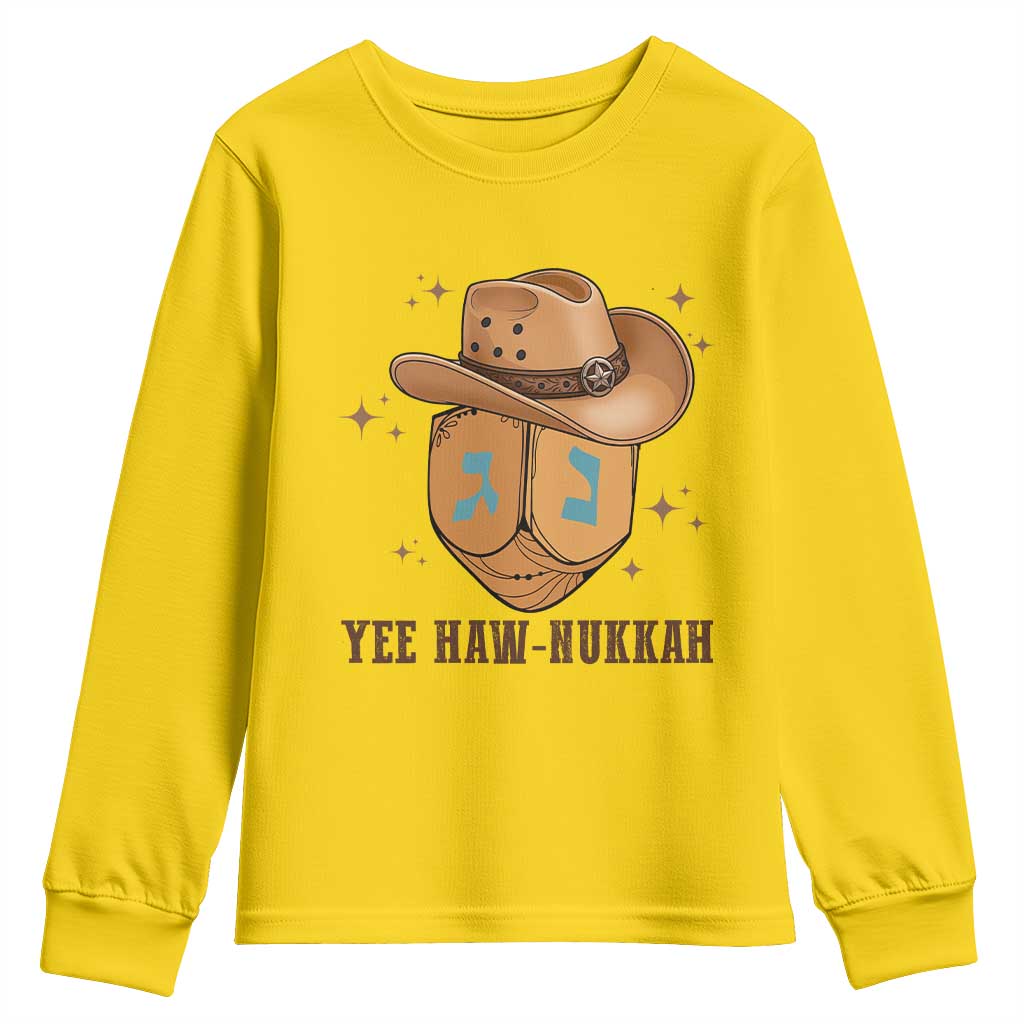 Yee Haw Nukkah Youth Sweatshirt Funny Cowboy Hanukkah - Wonder Print Shop