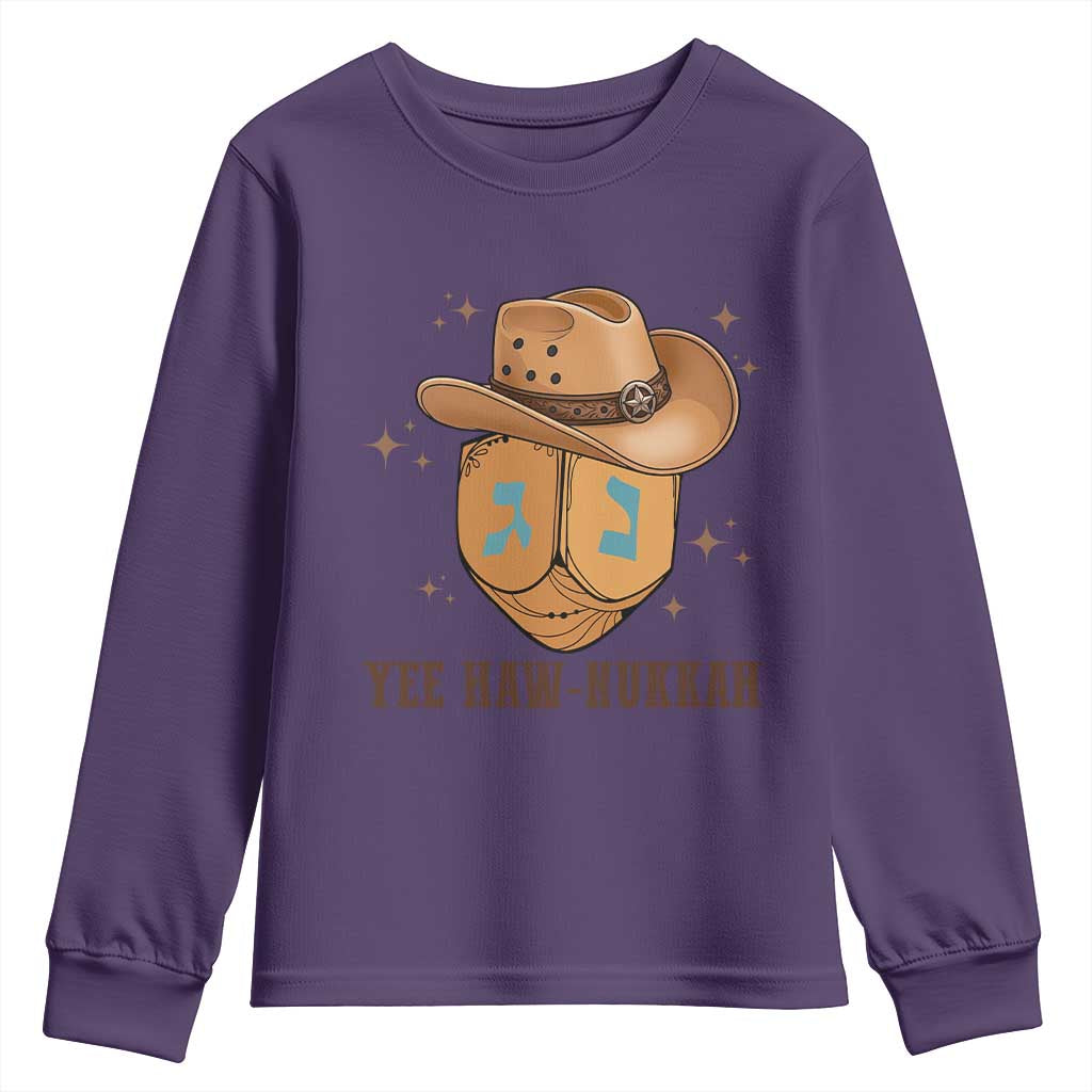 Yee Haw Nukkah Youth Sweatshirt Funny Cowboy Hanukkah - Wonder Print Shop
