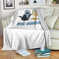 Funny Black Cat Hanukkah Chanukah Throw Blanket - Wonder Print Shop