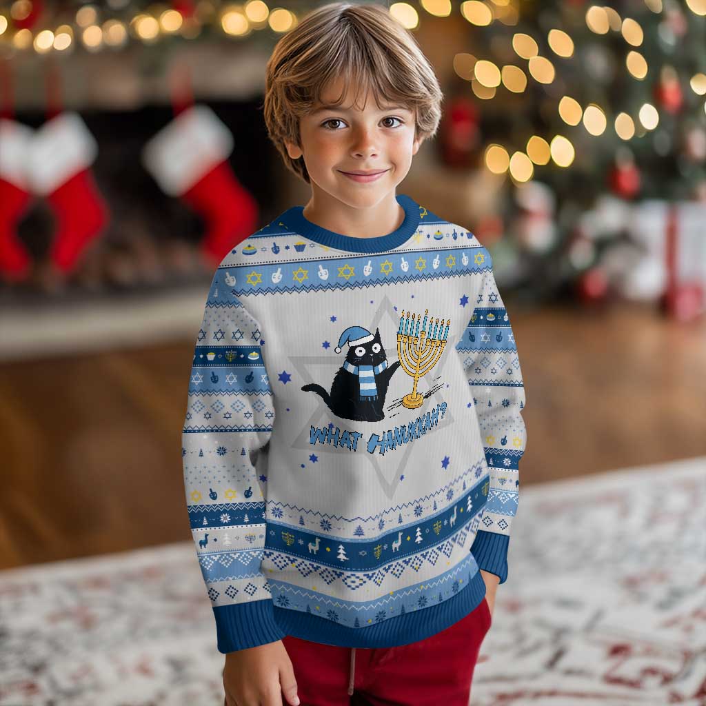 Funny Black Cat Hanukkah Chanukah Hanukkah Ugly Sweater - Wonder Print Shop