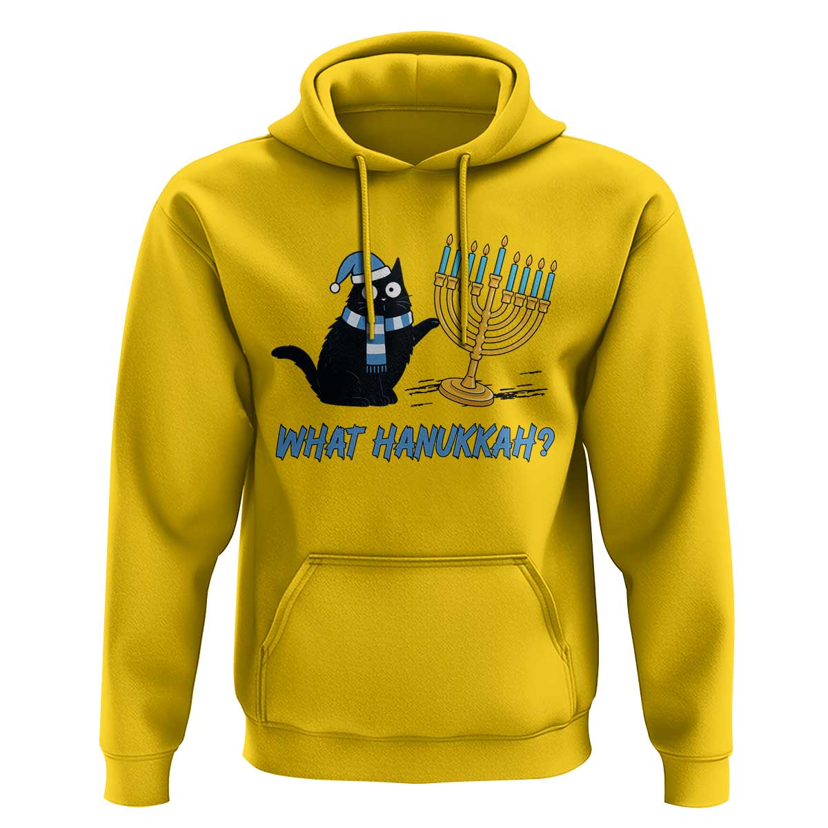 Funny Black Cat Hanukkah Chanukah Hoodie - Wonder Print Shop